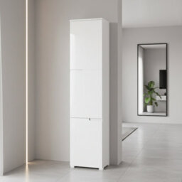 Amos Mann Furniture Cellini White Gloss Tall Bookcase With Doors S13 - thumbnail 1