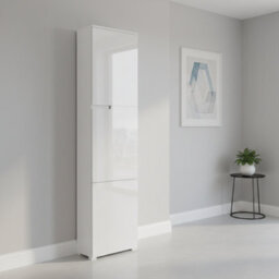 Amos Mann Furniture Cellini White Gloss Tall Bookcase With Doors S13 - thumbnail 5