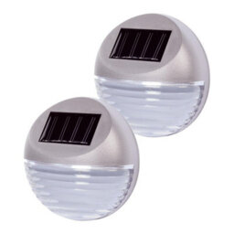 Taylor & Brown Pack Of 2 Silver Decorative Wireless Garden Solar Lights Weatherproof Outdoor Fence Step Gutter Wall Lamps