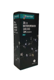 Premier Decorations Limited 20 Led Silver Star Beaded Christmas Garland 1.9M White Lights Battery Operated - thumbnail 2