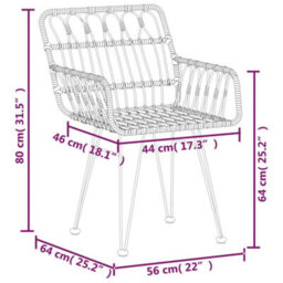 Berkfield Garden Chairs 2 Pcs With Armrest Black 56X64X80 Cm Pe Rattan - thumbnail 9