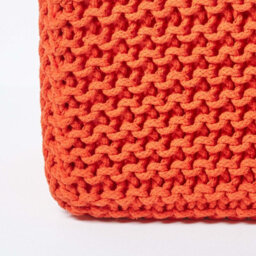 Homescapes Burnt Orange Cube Cotton Knitted Pouffe Footstool - thumbnail 4