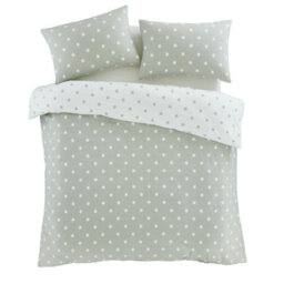 Catherine Lansfield Brushed Polka Dot Green Duvet Cover Set King Bedding Set - thumbnail 5