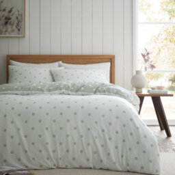 Catherine Lansfield Brushed Polka Dot Green Duvet Cover Set King Bedding Set - thumbnail 2