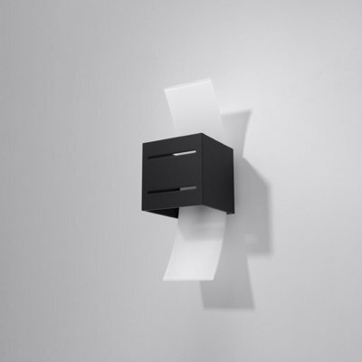 Sollux Lighting Loreto Aluminium & Glass Black 1 Light Classic Wall Light - image 1