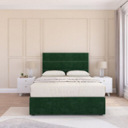 "Sloomy 4Ft Texas Divan Bed Base Emerald Plush ,2 Drawers & 26"" Struts Headboard - Small Double" - thumbnail 2