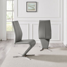 Furniturebox Uk 6 Seater Dining Set - Enna White Glass & Chrome Extendable Dining Table & Chairs - 6 Grey Leather Willow Chairs - thumbnail 6