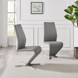Furniturebox Uk 6 Seater Dining Set - Enna White Glass & Chrome Extendable Dining Table & Chairs - 6 Grey Leather Willow Chairs - thumbnail 5