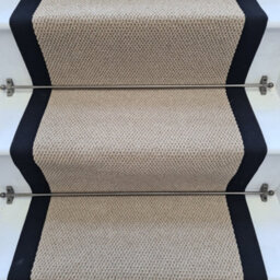 RainbowHome Angel High Quality Stair Runner With 100% Cotton Black Border Dark Beige 65 X 650Cm - thumbnail 2
