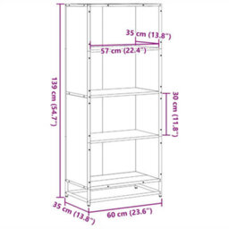 Berkfield Bookcase Brown Oak 60X35X139 Cm Engineered Wood - thumbnail 9