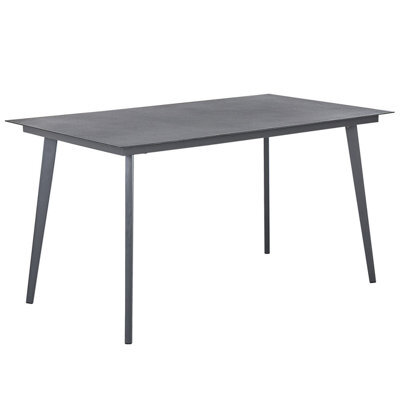 Beliani Garden Dining Table Mileto 140 Cm 80 Cm Glass Grey - image 1