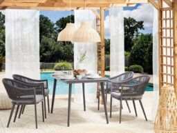 Beliani Garden Dining Table Mileto 140 Cm 80 Cm Glass Grey - thumbnail 2