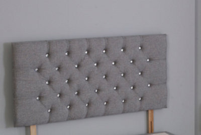 Comfy Deluxe 2Ft6 Small Single 26Inch  Grey Linen Chesterfield Headboard