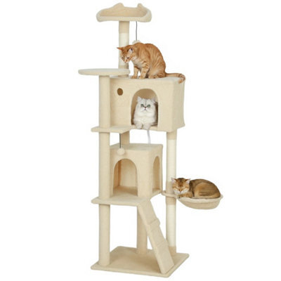 160Cm Cat Tree Tower With Sisal Scratching Posts, Condos, Beige - image 1