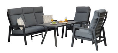 Signature Weave Kimmie 5 Seater Sofa Reclining Chair Table Set Grey - image 1