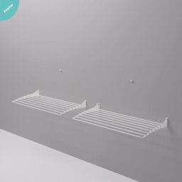 2X Foxydry Fold 116X2, Steel And Aluminium Folding Up Wall Mounted Clothes Rack, 116X9X50 Cm White 2 Pieces - thumbnail 1