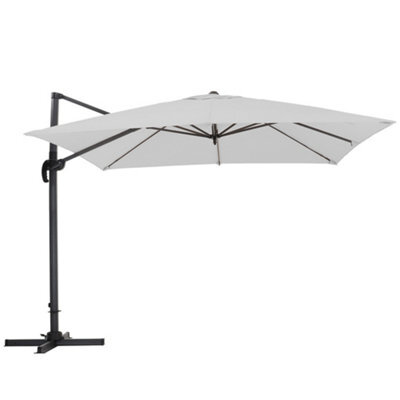Living And Home 3M Large Square Canopy Rotatable Tilting Garden Rome Umbrella Cantilever Parasol With Cross Base, Light Grey - image 1