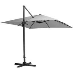 Living And Home 3M Large Square Canopy Rotatable Tilting Garden Rome Umbrella Cantilever Parasol With Cross Base, Light Grey - thumbnail 4