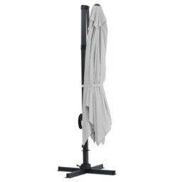Living And Home 3M Large Square Canopy Rotatable Tilting Garden Rome Umbrella Cantilever Parasol With Cross Base, Light Grey - thumbnail 5