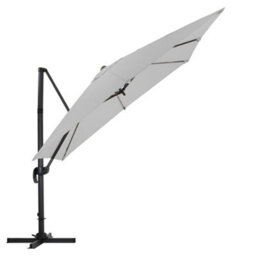 Living And Home 3M Large Square Canopy Rotatable Tilting Garden Rome Umbrella Cantilever Parasol With Cross Base, Light Grey - thumbnail 2