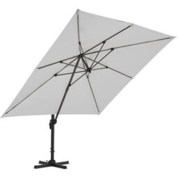 Living And Home 3M Large Square Canopy Rotatable Tilting Garden Rome Umbrella Cantilever Parasol With Cross Base, Light Grey - thumbnail 3