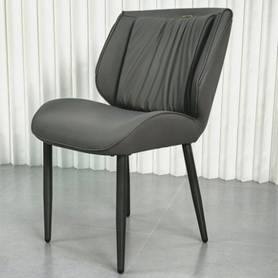 Fativo 2Pcs 85.5Cm H Upholstered Dining Microfiber Leather Chairs Kitchen Cafe Chair Restaurant Banquet, Dark Grey - image 1