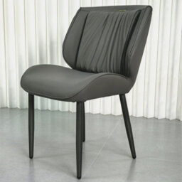 Fativo 2Pcs 85.5Cm H Upholstered Dining Microfiber Leather Chairs Kitchen Cafe Chair Restaurant Banquet, Dark Grey - thumbnail 8