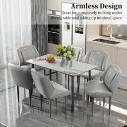 Fativo 2Pcs 85.5Cm H Upholstered Dining Microfiber Leather Chairs Kitchen Cafe Chair Restaurant Banquet, Dark Grey - thumbnail 9