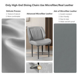 Fativo 2Pcs 85.5Cm H Upholstered Dining Microfiber Leather Chairs Kitchen Cafe Chair Restaurant Banquet, Dark Grey - thumbnail 4