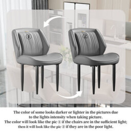 Fativo 2Pcs 85.5Cm H Upholstered Dining Microfiber Leather Chairs Kitchen Cafe Chair Restaurant Banquet, Dark Grey - thumbnail 3