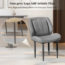 Fativo 2Pcs 85.5Cm H Upholstered Dining Microfiber Leather Chairs Kitchen Cafe Chair Restaurant Banquet, Dark Grey - thumbnail 6
