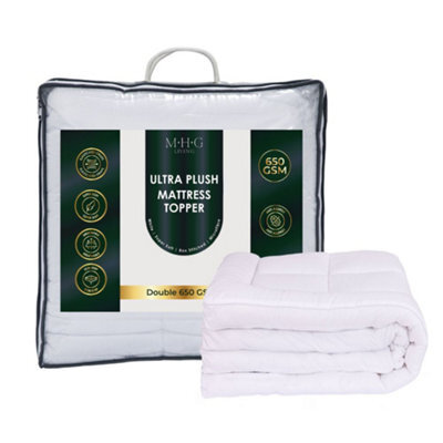 MHG Living Hotel-Quality Mattress Topper - Quilted 650Gsm Ultra Soft Microfibre, 5Cm Thick, Hypoallergenic & Breathable (Double) - image 1