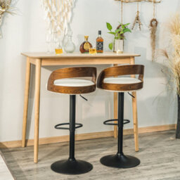 Nordlys Set Of 2 Wood And White Bouclé Bar Stools Modern Design Style Dining Room - thumbnail 8