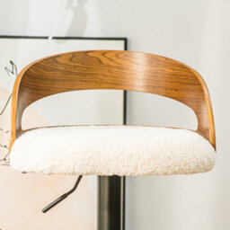 Nordlys Set Of 2 Wood And White Bouclé Bar Stools Modern Design Style Dining Room - thumbnail 9
