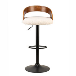 Nordlys Set Of 2 Wood And White Bouclé Bar Stools Modern Design Style Dining Room - thumbnail 7