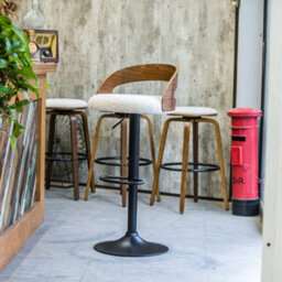 Nordlys Set Of 2 Wood And White Bouclé Bar Stools Modern Design Style Dining Room - thumbnail 3