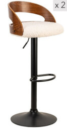 Nordlys Set Of 2 Wood And White Bouclé Bar Stools Modern Design Style Dining Room - thumbnail 2