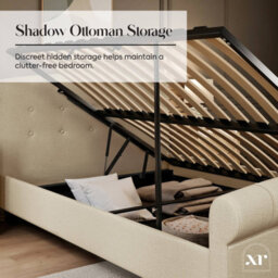 X Rocker Camille Upholstered Shadow Ottoman Bed - King - Natural Stone - thumbnail 4