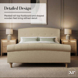 X Rocker Camille Upholstered Shadow Ottoman Bed - King - Natural Stone - thumbnail 3