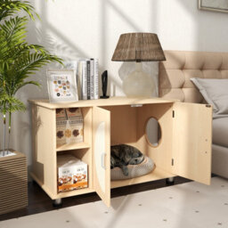 Costway Cat Litter Box Enclosure Hidden Cat Washroom Furniture W/ Storage - thumbnail 4
