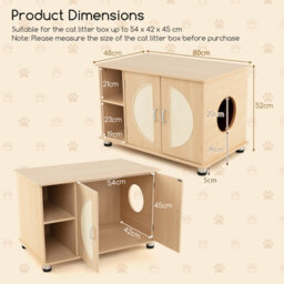 Costway Cat Litter Box Enclosure Hidden Cat Washroom Furniture W/ Storage - thumbnail 2