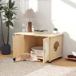 Costway Cat Litter Box Enclosure Hidden Cat Washroom Furniture W/ Storage - thumbnail 3