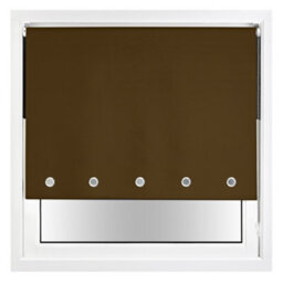 Furnished Thermal Blackout Roller Blinds With Round Eyelets & Metal Fittings - Brown (W)215Cm (L)165Cm - thumbnail 1