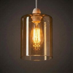 2Pack Amber Glass Pendant Light Shade E27 10Cm Diameter 12Cm Height Vintage Cylinder For Ceiling Lampshade - thumbnail 2