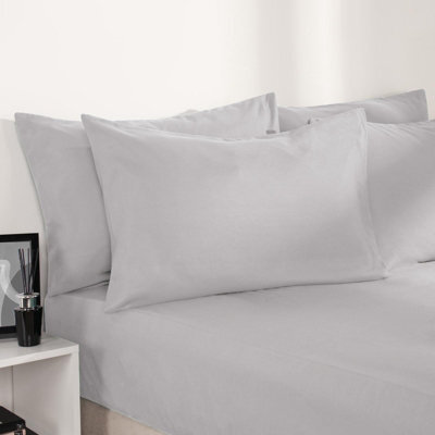 Ohs Plain Bed Sheet Microfibre Deep Fitted Soft, Silver - Single - image 1