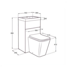 Homestylestore 500 X 890mm Concrete Grey Combination Bathroom Basin & Toilet Wc Unit Black Flush Button - thumbnail 3