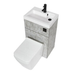 Homestylestore 500 X 890mm Concrete Grey Combination Bathroom Basin & Toilet Wc Unit Black Flush Button - thumbnail 1