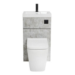 Homestylestore 500 X 890mm Concrete Grey Combination Bathroom Basin & Toilet Wc Unit Black Flush Button - thumbnail 2