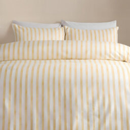 Ohs Watercolour Stripe Embossed Bedding Set Duvet Cover With Pillowcase, Lemon - Double - thumbnail 3