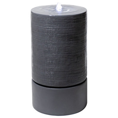 Primrose Siena Column Rippling Effect Garden Outdoor Water Feature Fountain With Led Lights H85Cm - image 1